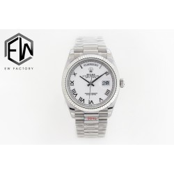 Rolex-DayDate 36mm Flt Pres SS/SS Wht Roman EWF A3255 Mod