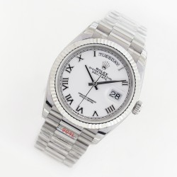 Rolex-DayDate 36mm Flt Pres SS/SS Wht Roman EWF A3255 Mod