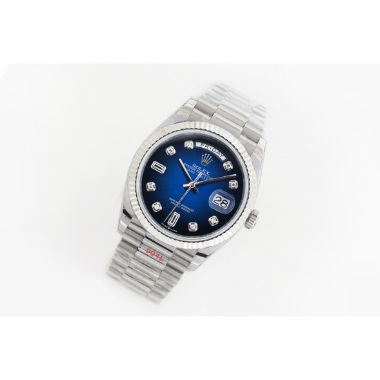 Rolex-DayDate 36mm Flt Pres SS/SS Blue Diam EWF A3255 Mod