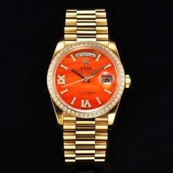 Rolex-DayDate 36mm YG/YG Pres Dia Orange Gradient Dial CSF A2836