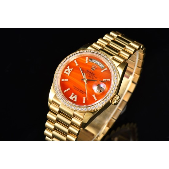 Rolex-DayDate 36mm YG/YG Pres Dia Orange Gradient Dial CSF A2836