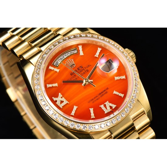 Rolex-DayDate 36mm YG/YG Pres Dia Orange Gradient Dial CSF A2836