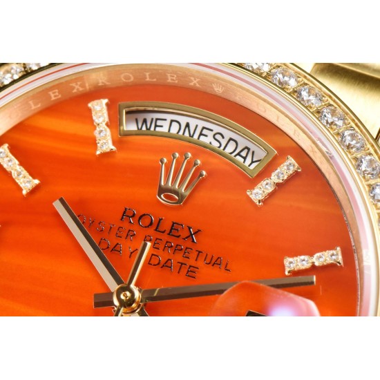 Rolex-DayDate 36mm YG/YG Pres Dia Orange Gradient Dial CSF A2836