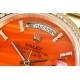 Rolex-DayDate 36mm YG/YG Pres Dia Orange Gradient Dial CSF A2836