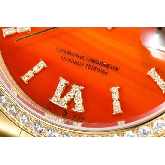 Rolex-DayDate 36mm YG/YG Pres Dia Orange Gradient Dial CSF A2836