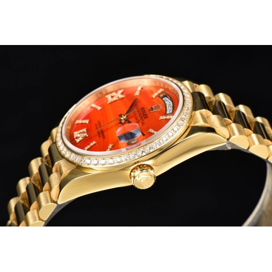 Rolex-DayDate 36mm YG/YG Pres Dia Orange Gradient Dial CSF A2836