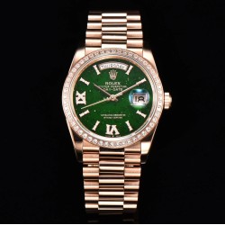 Rolex-DayDate 36mm RG/RG Pres Dia Green Dial CSF A2836