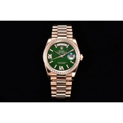 Rolex-DayDate 36mm RG/RG Pres Dia Green Dial CSF A2836
