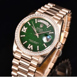 Rolex-DayDate 36mm RG/RG Pres Dia Green Dial CSF A2836