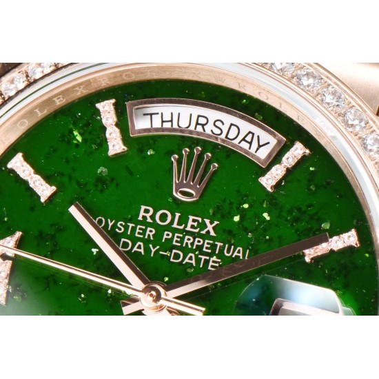 Rolex-DayDate 36mm RG/RG Pres Dia Green Dial CSF A2836