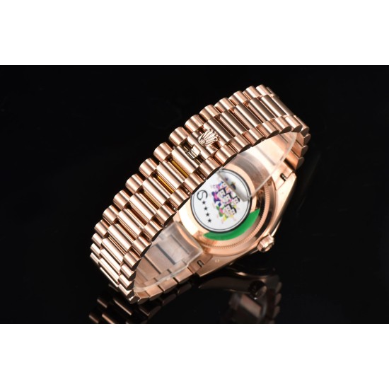 Rolex-DayDate 36mm RG/RG Pres Dia Green Dial CSF A2836