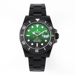 Rolex-Submariner DIW 40mm 904L DLC/DLC Grn/Blk Dial DIWF VS3135