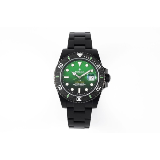 Rolex-Submariner DIW 40mm 904L DLC/DLC Grn/Blk Dial DIWF VS3135