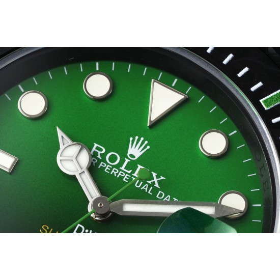 Rolex-Submariner DIW 40mm 904L DLC/DLC Grn/Blk Dial DIWF VS3135
