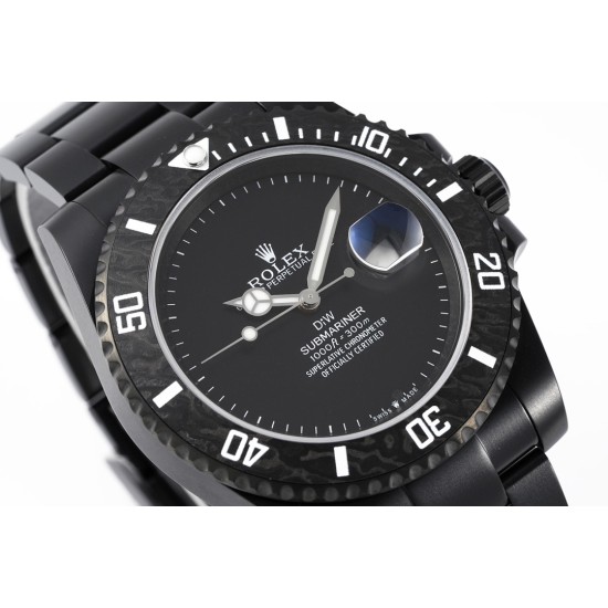 Rolex-Submariner DIW 40mm 904L DLC/DLC Black Dial DIWF VS3135