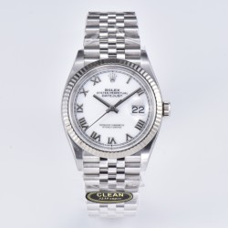 Rolex-Datejust 126234 36mm Jub SS/SS White/Rmn Clean VR3235