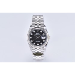 Rolex-Datejust 126234 36mm Jub SS/SS Black/Mois Clean VR3235