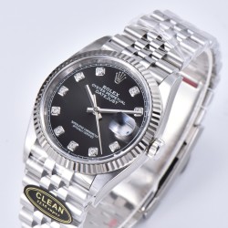 Rolex-Datejust 126234 36mm Jub SS/SS Black/Mois Clean VR3235