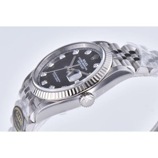 Rolex-Datejust 126234 36mm Jub SS/SS Black/Mois Clean VR3235
