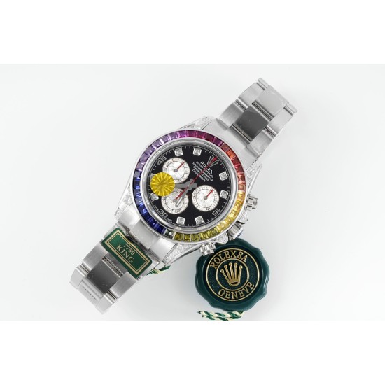 Rolex-Daytona 116599 Rainbow 40mm SS/SS Black/Dia KING(ZF) SH4130