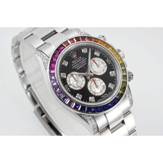 Rolex-Daytona 116599 Rainbow 40mm SS/SS Black/Dia KING(ZF) SH4130