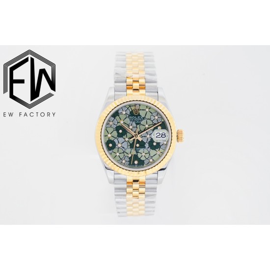 Rolex-Datejust 31mm YG/SS Jubilee Green Flower EWF(JDF) A2824