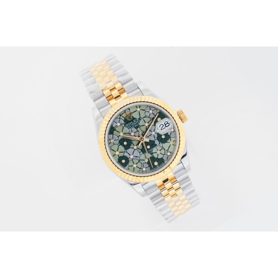 Rolex-Datejust 31mm YG/SS Jubilee Green Flower EWF(JDF) A2824
