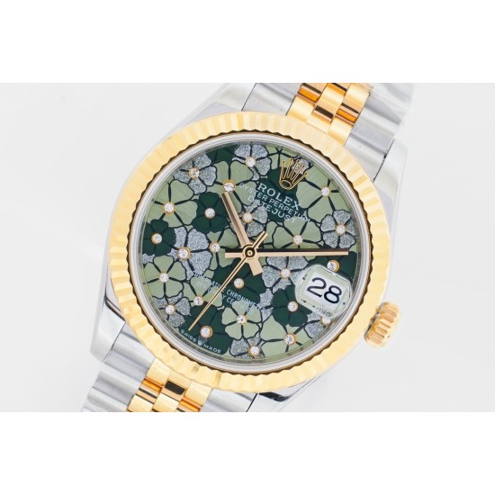 Rolex-Datejust 31mm YG/SS Jubilee Green Flower EWF(JDF) A2824