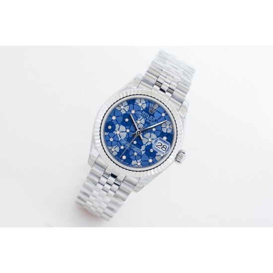 Rolex-Datejust ladies 31mm SS/SS Flt Pres Blue EWF(JDF) A2824