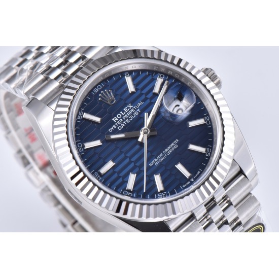 Rolex-Datejust 126334 41mm Oys SS/SS Blue Texetured Dial Clean SH3235