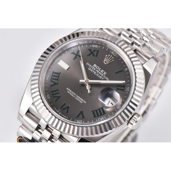 Rolex-Datejust 126334 41mm Wimbledon Jub SS/SS Gray Dial Clean VR3235