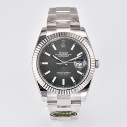 Rolex--Datejust 126334 41mm Oyster 904L SS/SS Grey/Stk Clean VR3235