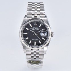 Rolex-Datejust 126234 36mm Jub SS/SS Black/Stk Clean VR3235