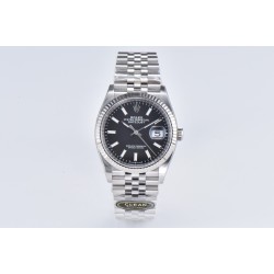 Rolex-Datejust 126234 36mm Jub SS/SS Black/Stk Clean VR3235