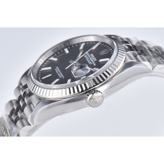 Rolex-Datejust 126234 36mm Jub SS/SS Black/Stk Clean VR3235