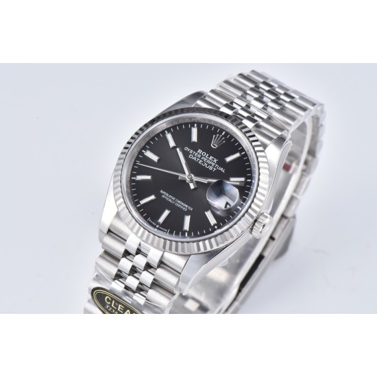 Rolex-Datejust 126234 36mm Jub SS/SS Black/Stk Clean VR3235