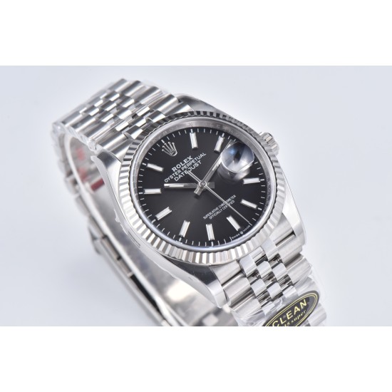 Rolex-Datejust 126234 36mm Jub SS/SS Black/Stk Clean VR3235