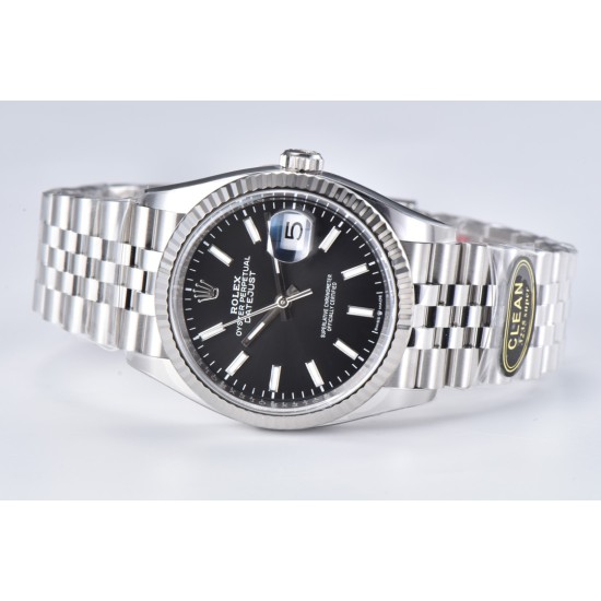 Rolex-Datejust 126234 36mm Jub SS/SS Black/Stk Clean VR3235