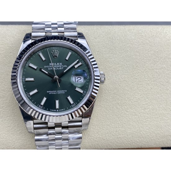 Rolex-Datejust 126334 41mm Jub SS/SS Green/Stk VSF VS3235