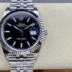 Rolex-Datejust 126334 41mm Jub Flt 904L SS/SS Black/Stk VSF VS3235