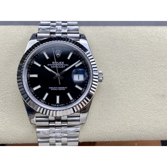 Rolex-Datejust 126334 41mm Jub Flt 904L SS/SS Black/Stk VSF VS3235