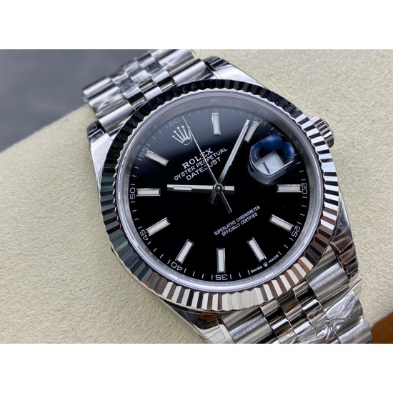 Rolex-Datejust 126334 41mm Jub Flt 904L SS/SS Black/Stk VSF VS3235