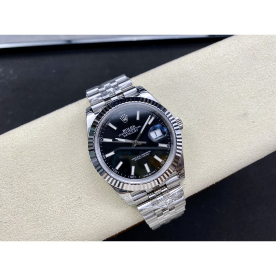 Rolex-Datejust 126334 41mm Jub Flt 904L SS/SS Black/Stk VSF VS3235
