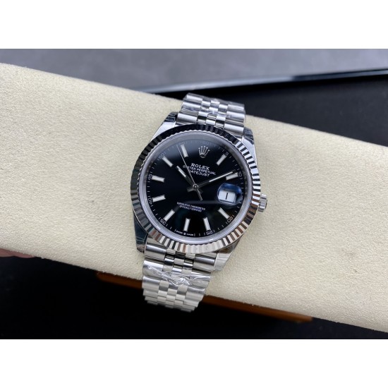 Rolex-Datejust 126334 41mm Jub Flt 904L SS/SS Black/Stk VSF VS3235