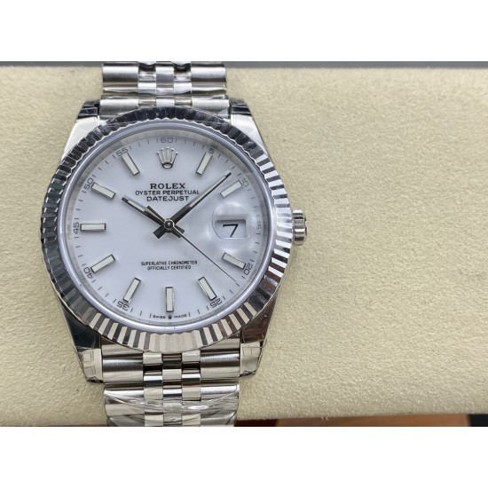Rolex-Datejust 126334 41mm Jub Flt 904L SS/SS White/Stk VSF VS3235