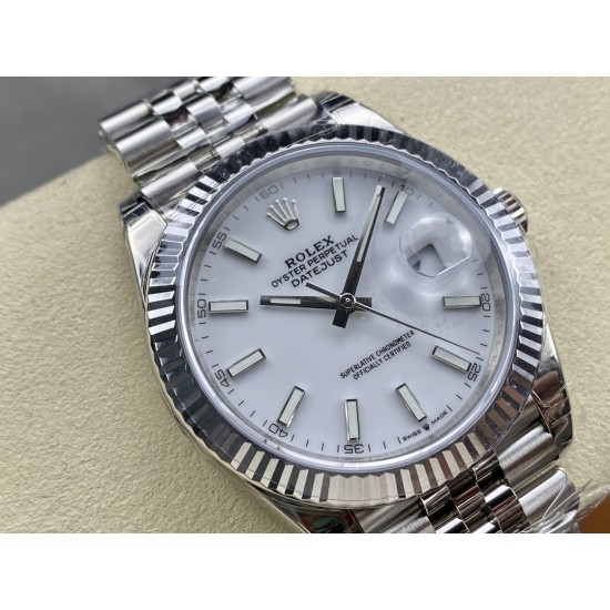 Rolex-Datejust 126334 41mm Jub Flt 904L SS/SS White/Stk VSF VS3235