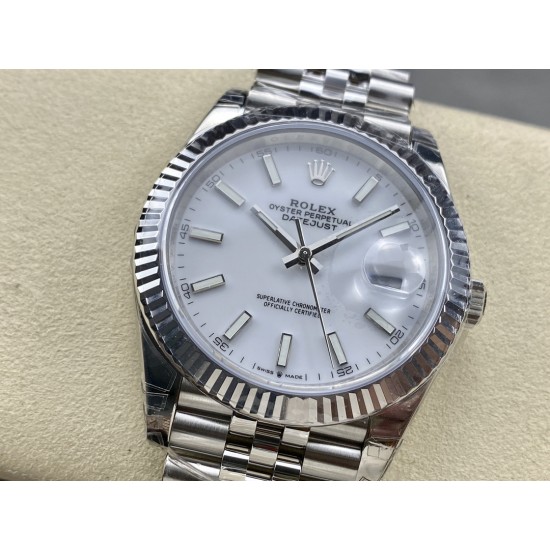 Rolex-Datejust 126334 41mm Jub Flt 904L SS/SS White/Stk VSF VS3235