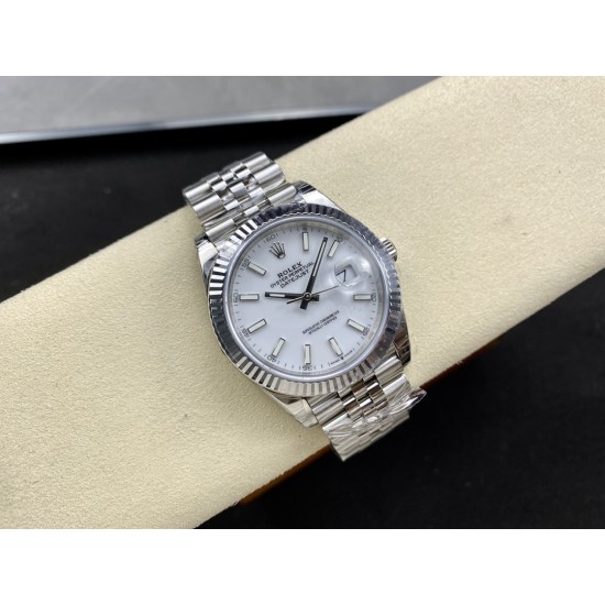 Rolex-Datejust 126334 41mm Jub Flt 904L SS/SS White/Stk VSF VS3235