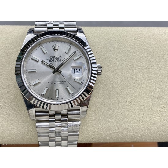Rolex-Datejust 126334 41mm Jubilee Flt 904L SS/SS Silver/Stk VSF VS3235 Super Clone