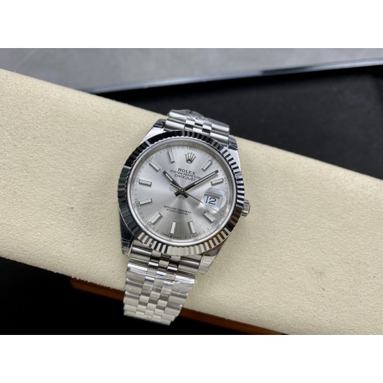 Rolex-Datejust 126334 41mm Jubilee Flt 904L SS/SS Silver/Stk VSF VS3235 Super Clone